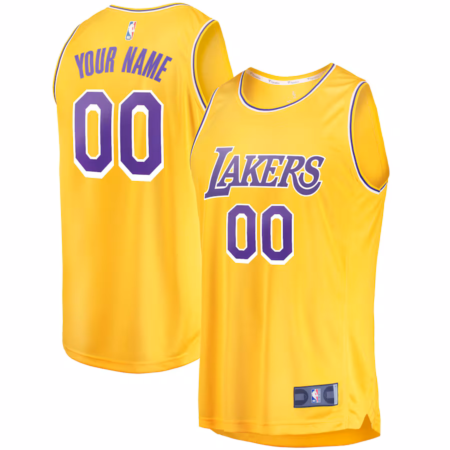 Men's Los Angeles Lakers Fanatics Gold Fast Break Custom Replica Jersey - Icon Edition - ujerseystore