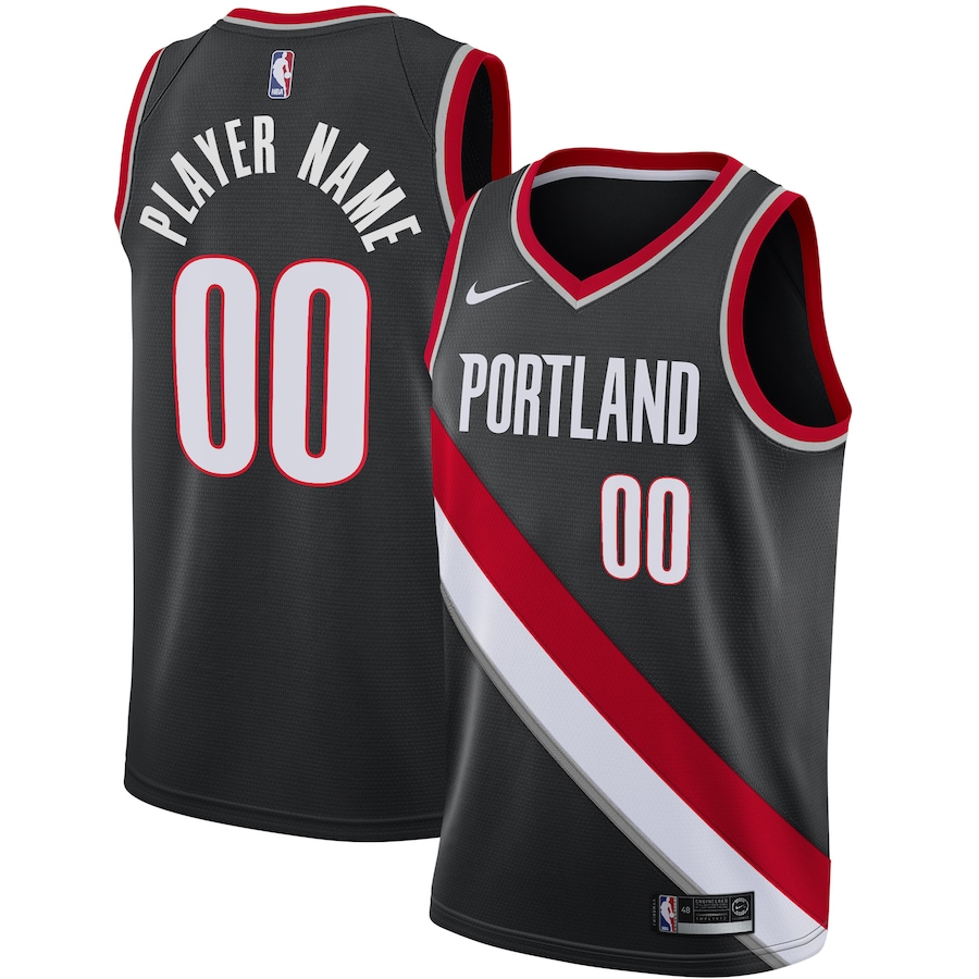 Men's Portland Trail Blazers Nike Black Swingman Custom Jersey - Icon Edition - ujerseystore