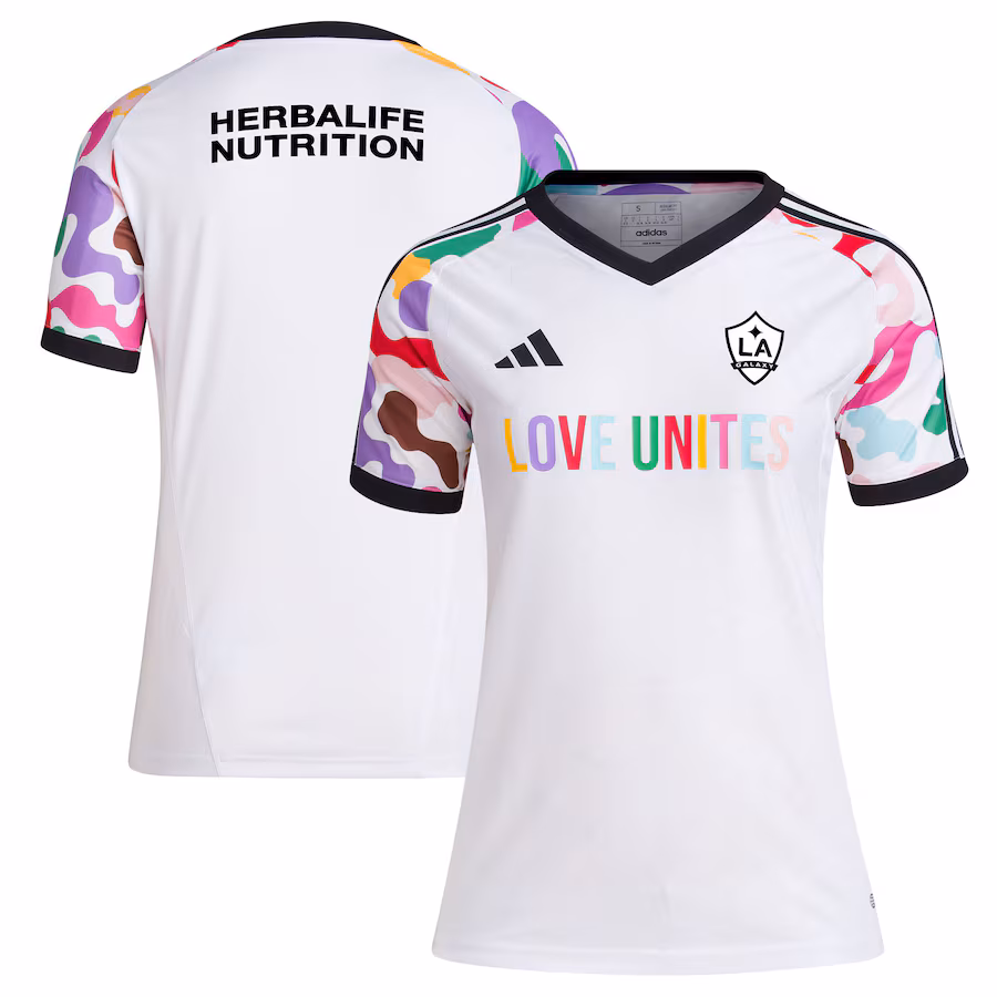 Women's LA Galaxy adidas White 2023 Pride Pre-Match Top - ujerseystore