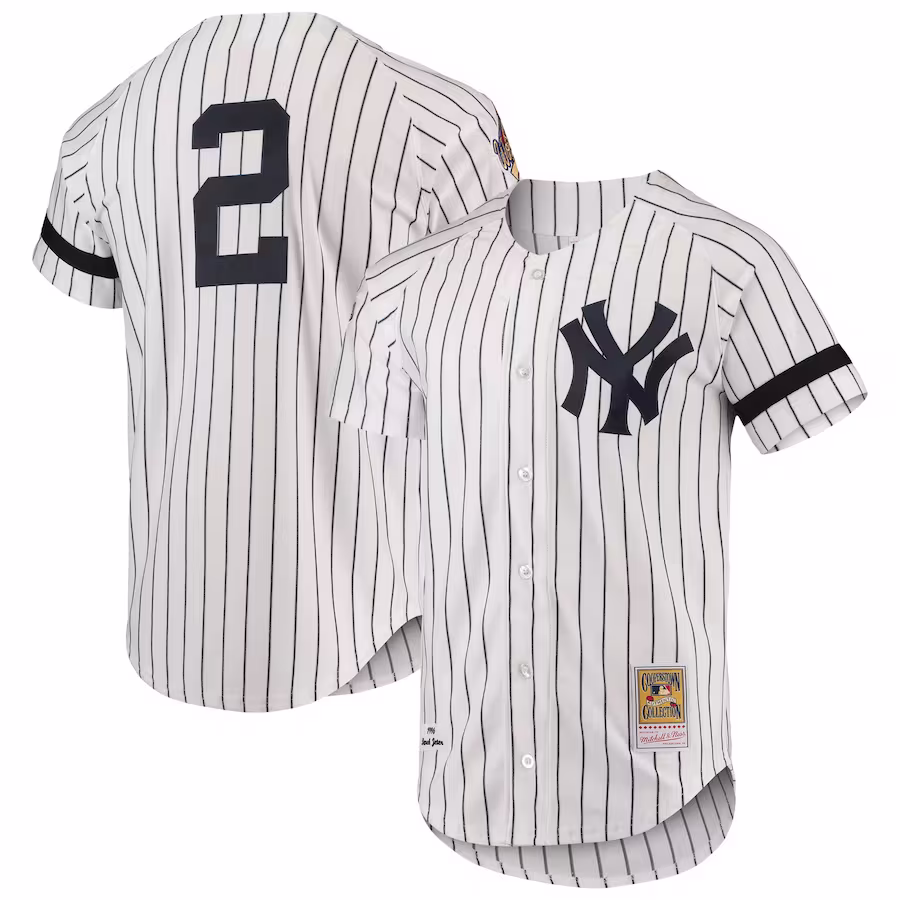 Men's New York Yankees Mitchell & Ness White Cooperstown Collection 1996 Authentic Home Jersey - ujerseystore