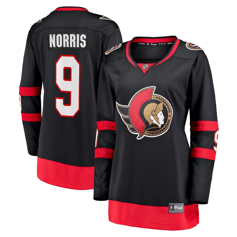 Women's Ottawa Senators Josh Norris Fanatics Branded Black Home Breakaway Player Jersey - ujerseystore