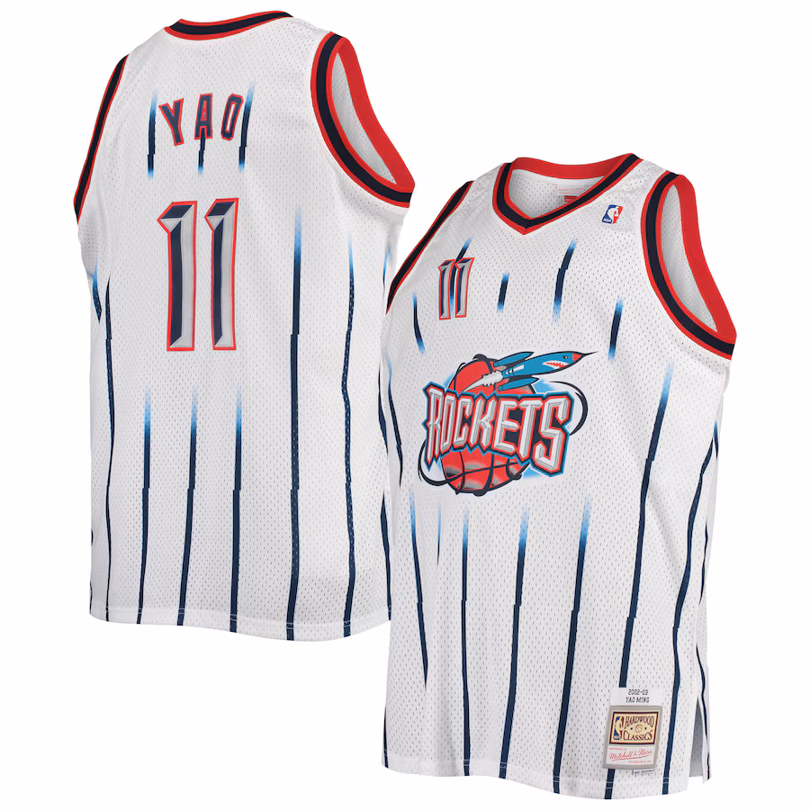 Men's Houston Rockets Yao Ming Mitchell & Ness White 2002/03 Big & Tall Hardwood Classics Swingman Jersey - ujerseystore