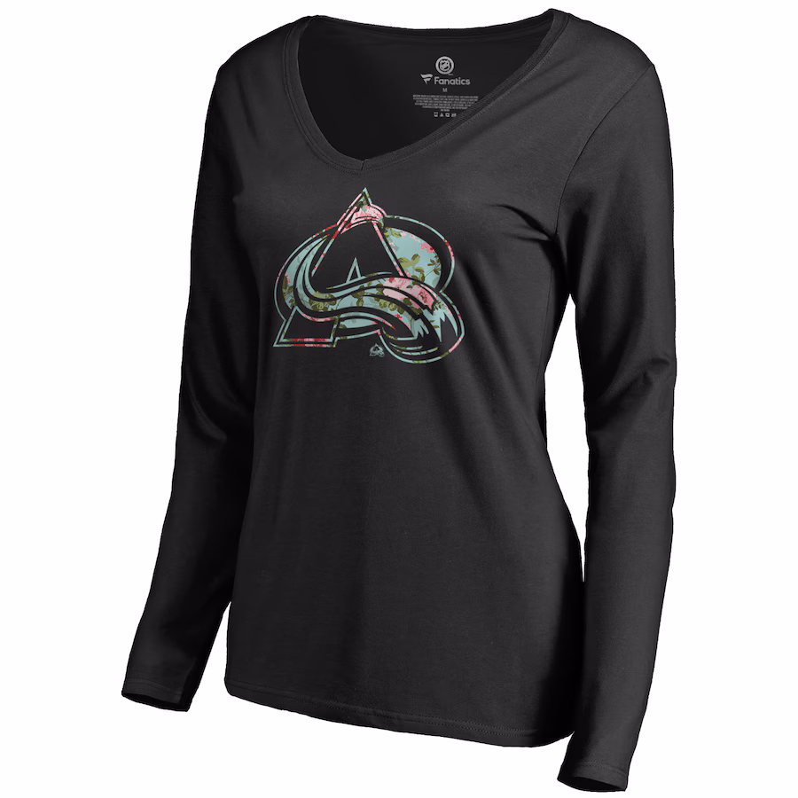 Women's Colorado Avalanche Black Lovely Long Sleeve V-Neck T-Shirt - ujerseystore