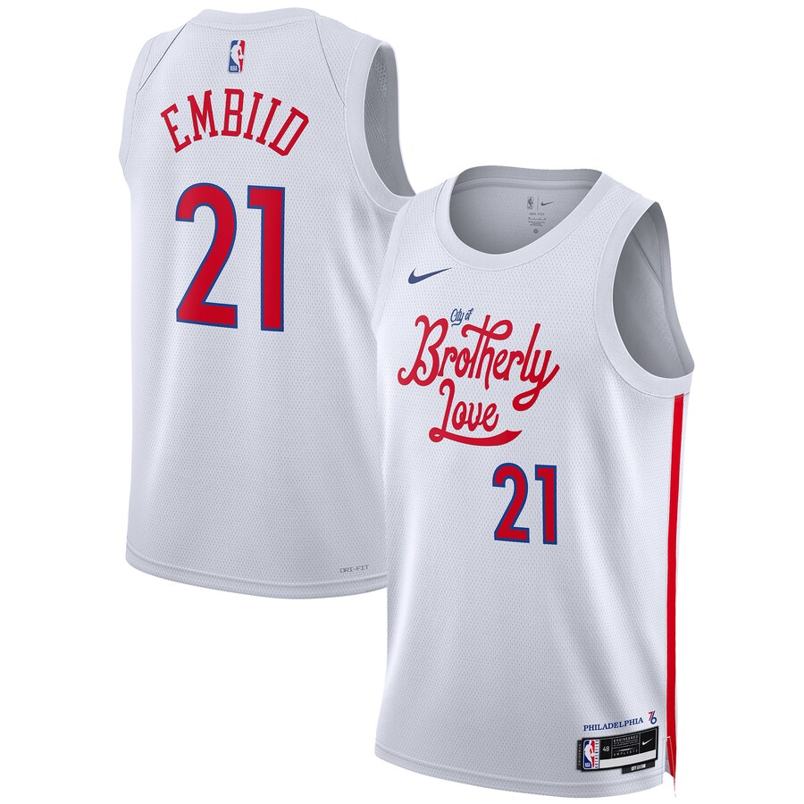 Unisex Philadelphia 76ers Joel Embiid Nike White 2022/23 Swingman Jersey - City Edition - ujerseystore