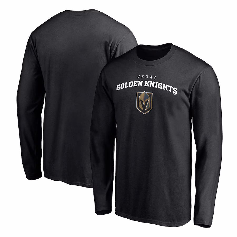Men's Vegas Golden Knights Black Team Lockup Long Sleeve T-Shirt - ujerseystore