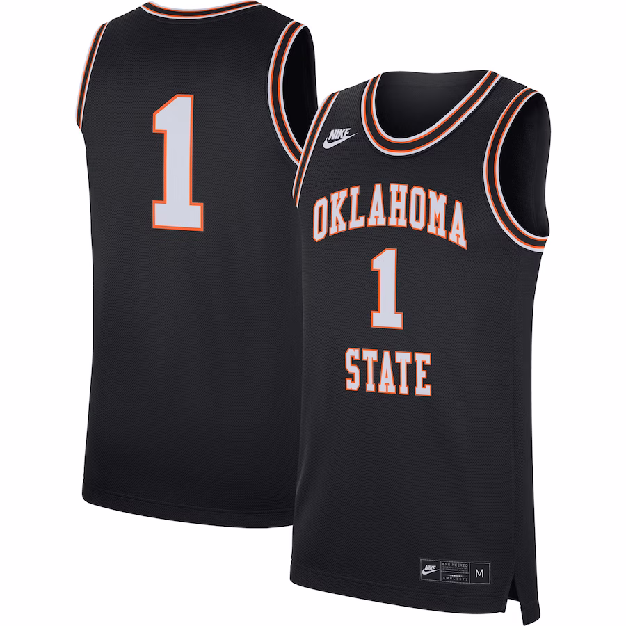 #1 Oklahoma State Cowboys Nike Retro Replica Basketball Jersey - Black - ujerseystore