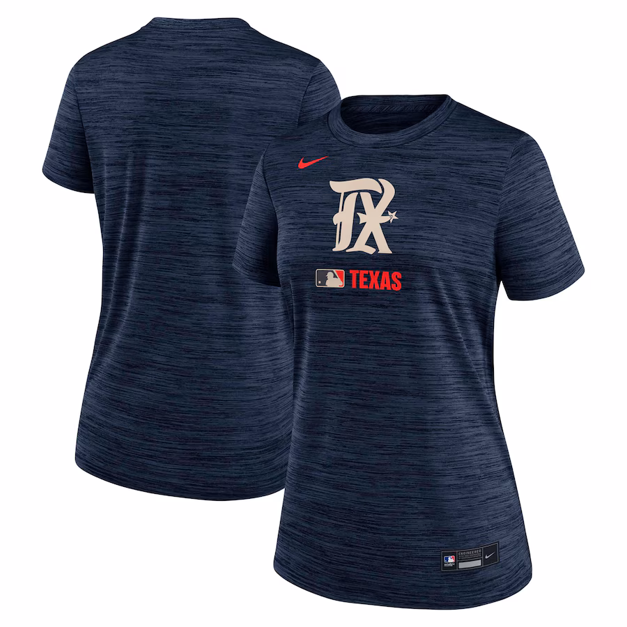 Women's Texas Rangers Nike Navy Authentic Collection City Connect Velocity Performance T-Shirt - ujerseystore
