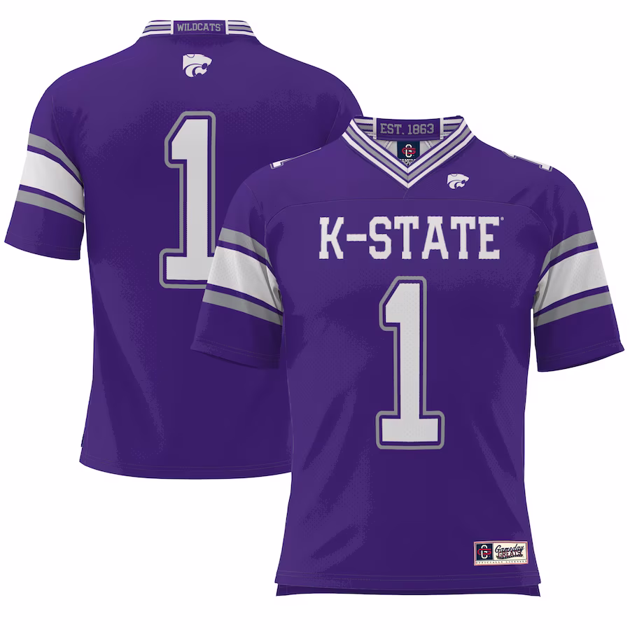 #1 Kansas State Wildcats GameDay Greats Youth Endzone Football Jersey - Purple - ujerseystore