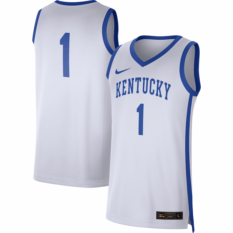 #1 Kentucky Wildcats Nike Replica Jersey - White/Royal - ujerseystore