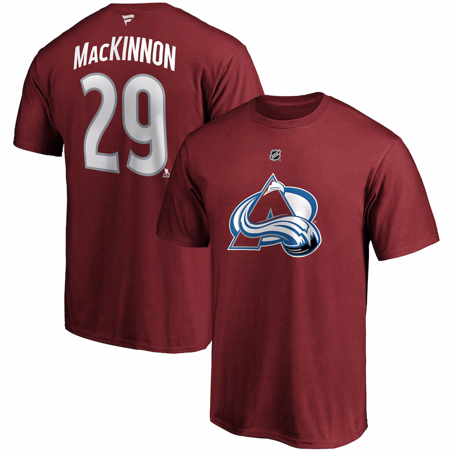 Men's Colorado Avalanche Nathan MacKinnon Fanatics Burgundy Big & Tall Name & Number T-Shirt - ujerseystore