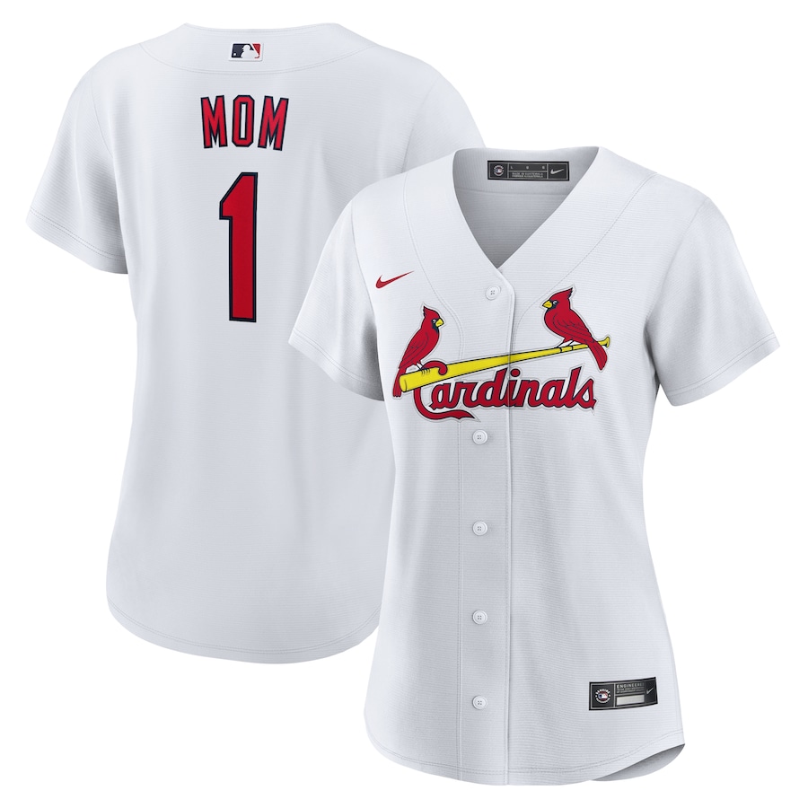 Women's St. Louis Cardinals Nike White #1 Mom Home Replica Jersey - ujerseystore