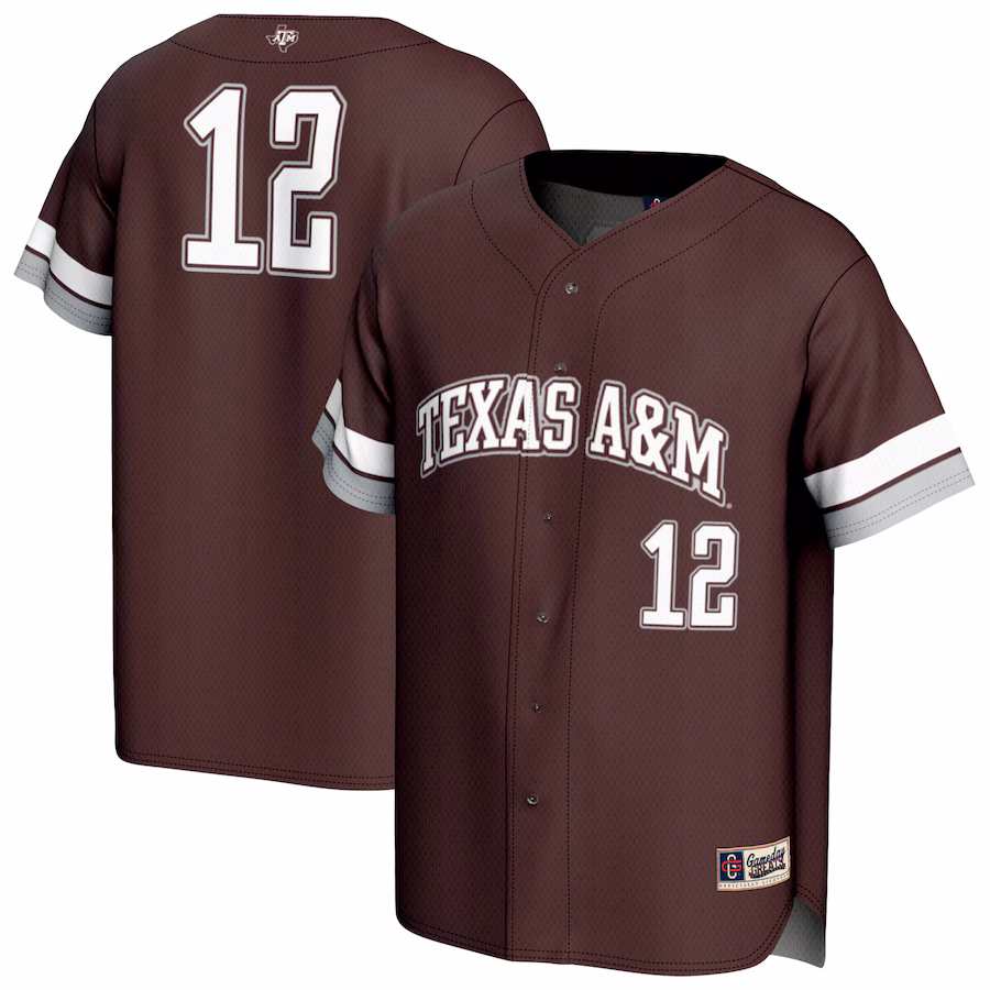 Unisex GameDay Greats #12 Maroon Texas A&M Aggies Lightweight Collegiate Baseball Fashion Jersey - ujerseystore