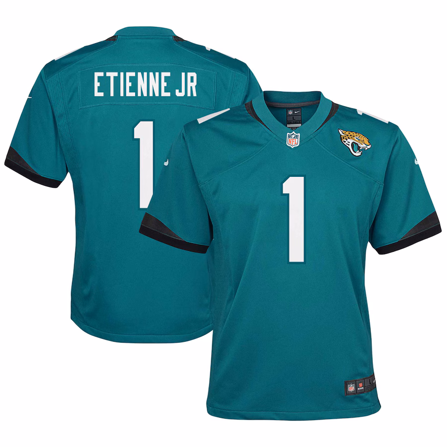 Youth Jacksonville Jaguars Travis Etienne Nike Teal Game Jersey - ujerseystore
