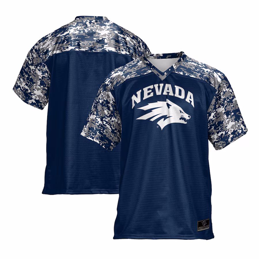 Youth ProSphere Blue Nevada Wolf Pack Camo Football Jersey - ujerseystore