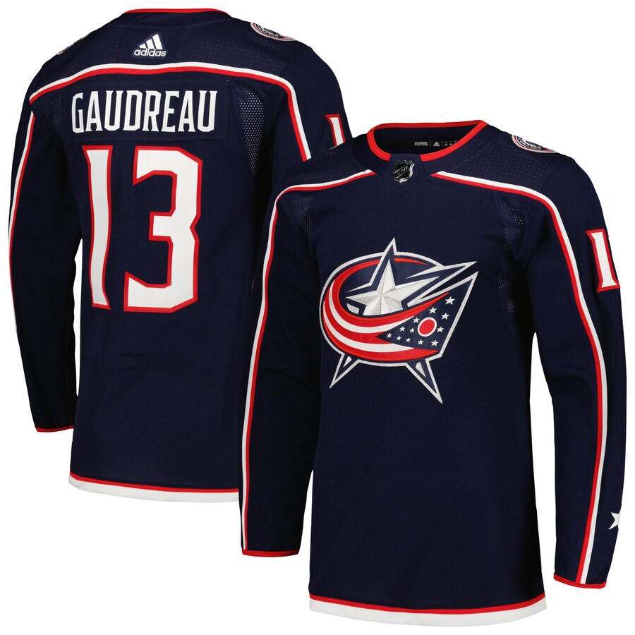 Men's Columbus Blue Jackets Johnny Gaudreau adidas Navy Home Primegreen Authentic Pro Player Jersey - ujerseystore