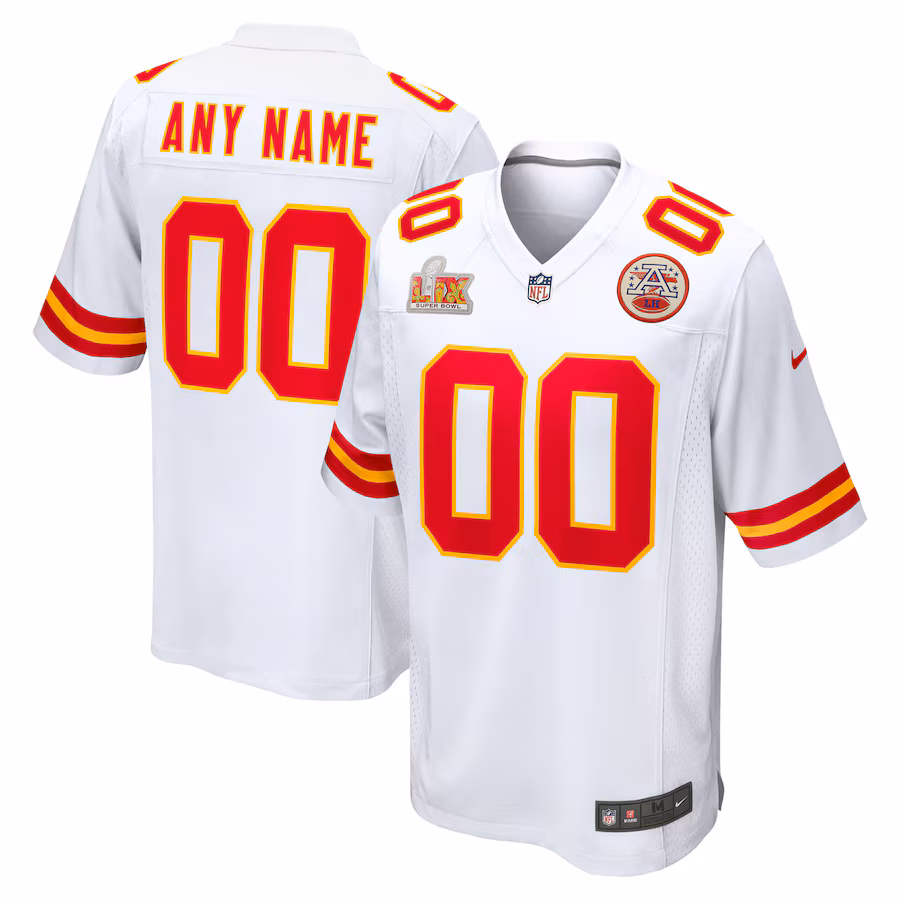 Men's Kansas City Chiefs Nike White Super Bowl LIX Custom Game Jersey - ujerseystore