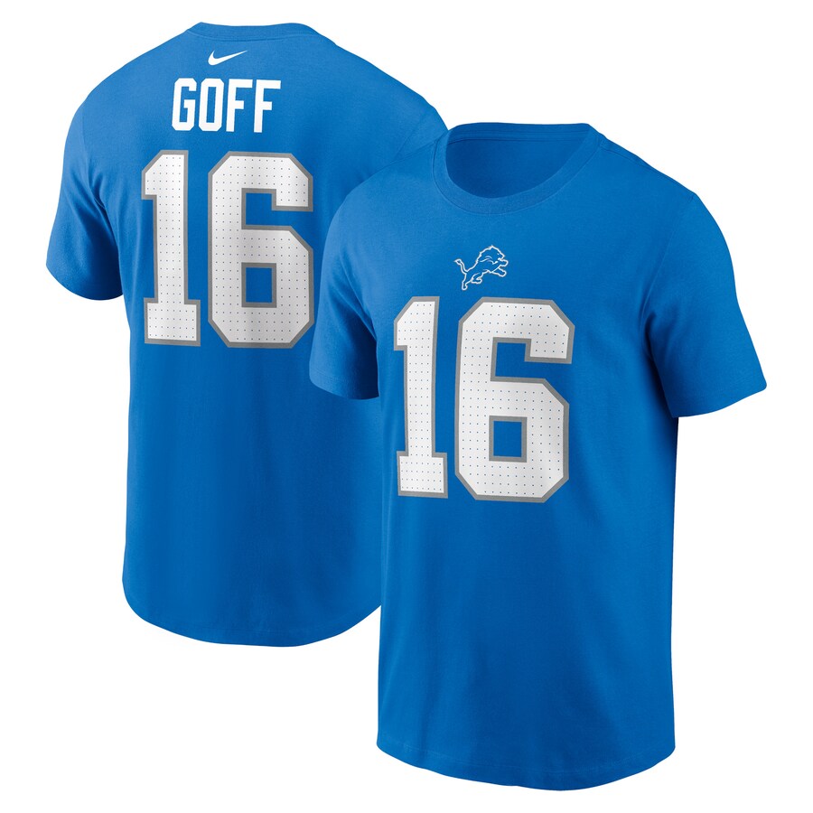 Men's Detroit Lions Jared Goff Nike Blue Name & Number T-Shirt - ujerseystore