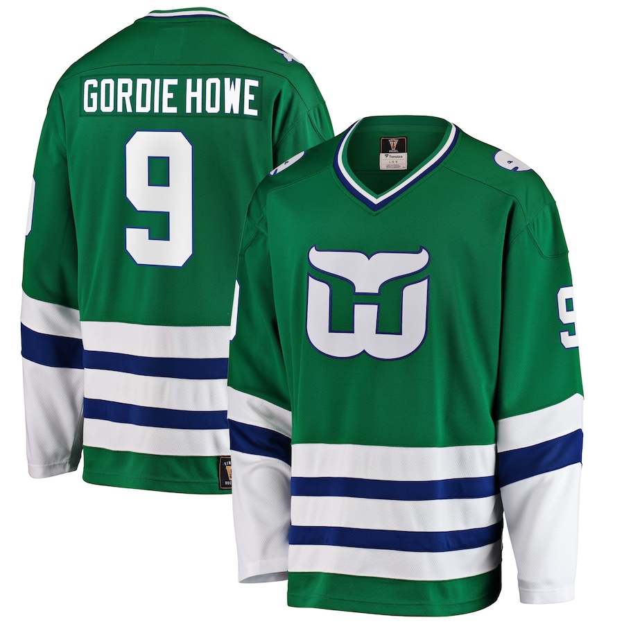 Men's Hartford Whalers Gordie Howe Fanatics Branded Green Premier Breakaway Retired Player Jersey - ujerseystore