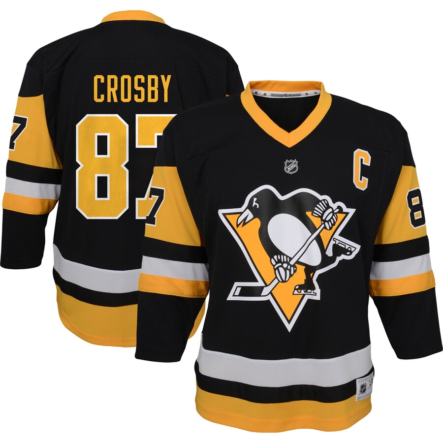 Youth Pittsburgh Penguins Sidney Crosby Black Captain Patch Home Replica Player Jersey - ujerseystore
