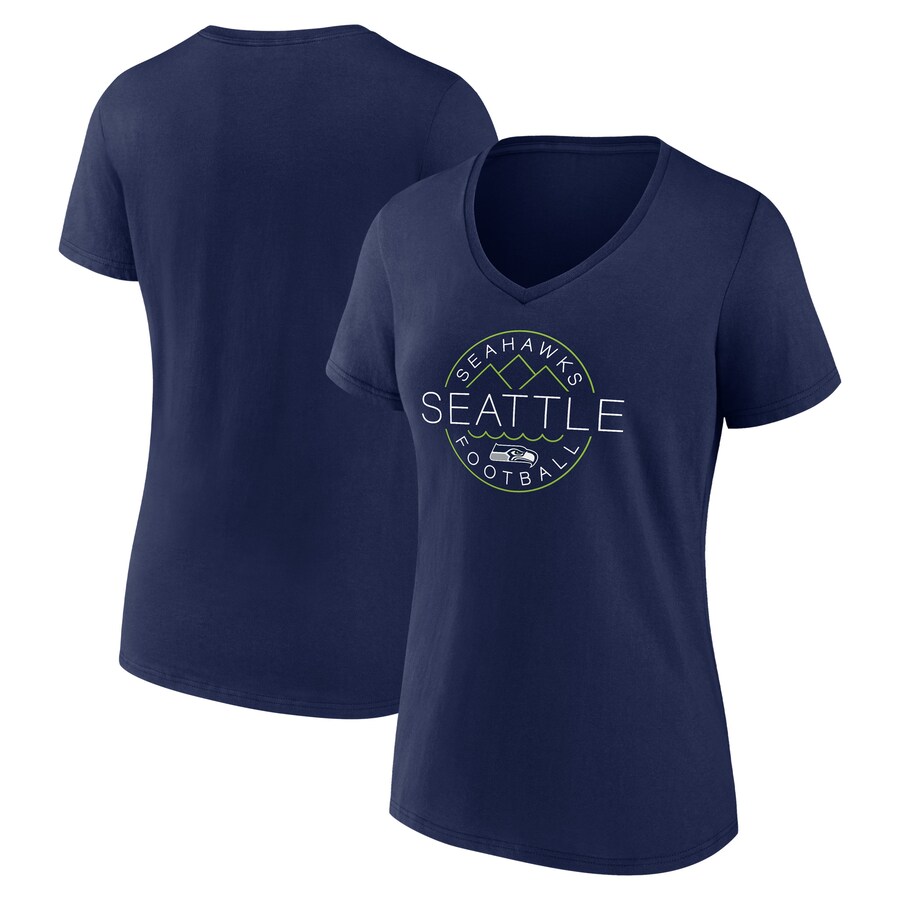 Women's Seattle Seahawks Fanatics College Navy Hometown Defensive Stand V-Neck T-Shirt - ujerseystore