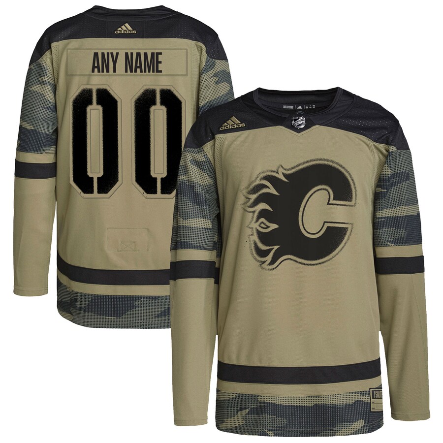 Men's Calgary Flames adidas Camo Military Appreciation Team Authentic Custom Practice Jersey - ujerseystore