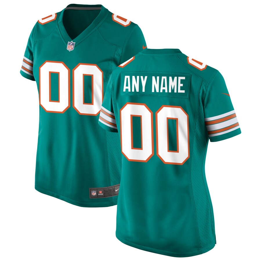 Women's Nike Aqua Miami Dolphins Alternate Custom Game Jersey - ujerseystore