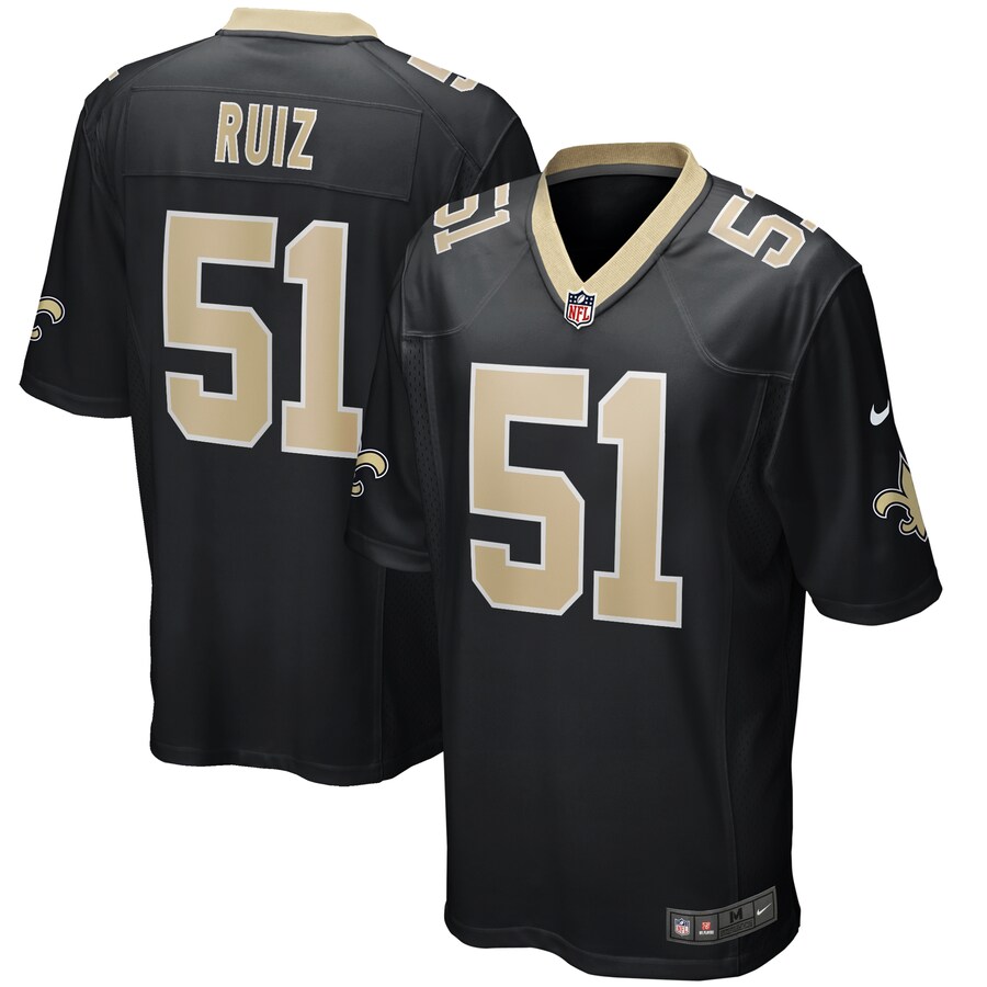Men's New Orleans Saints Cesar Ruiz Nike Black Game Jersey - ujerseystore