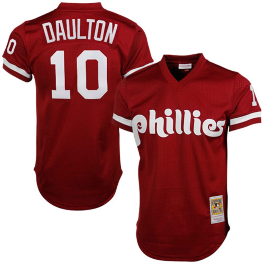 Men's Philadelphia Phillies Darren Daulton Mitchell & Ness Red Cooperstown Mesh Batting Practice Jersey - ujerseystore