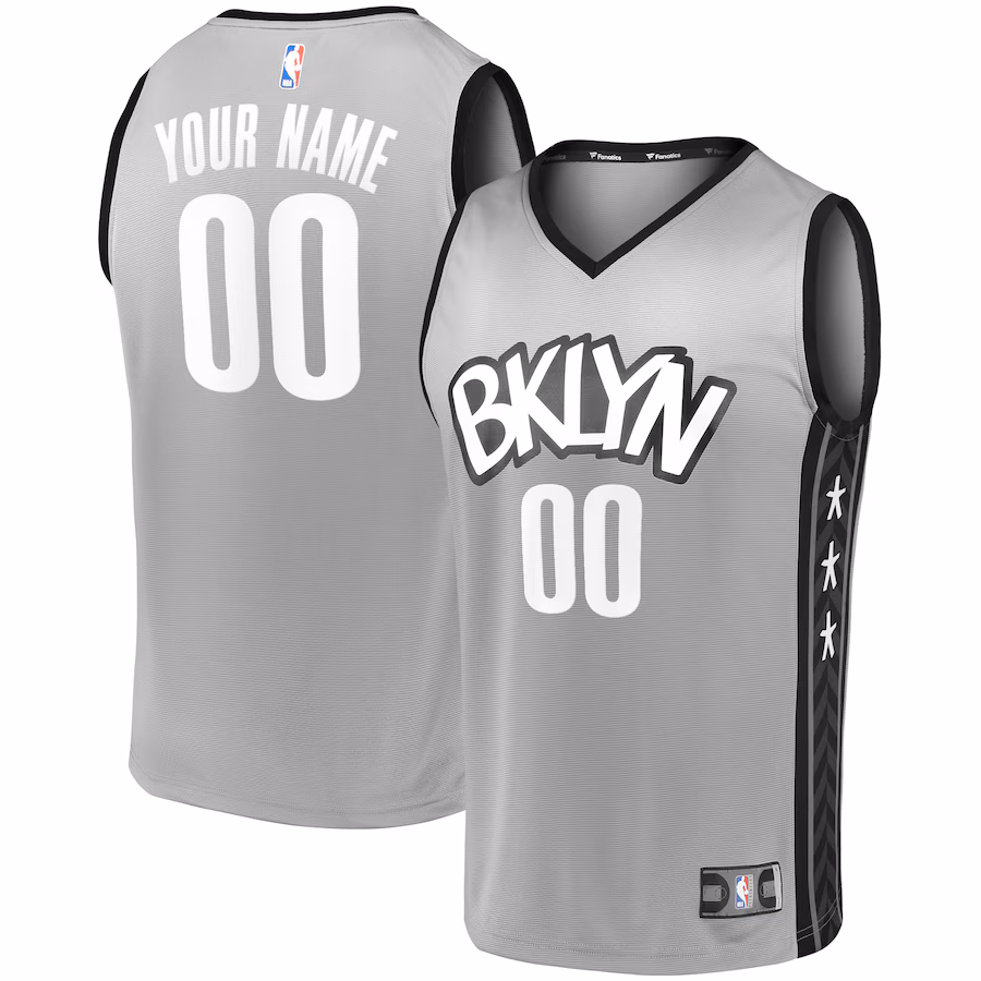 Men's Brooklyn Nets Fanatics Gray Fast Break Replica Custom Jersey - Statement Edition - ujerseystore