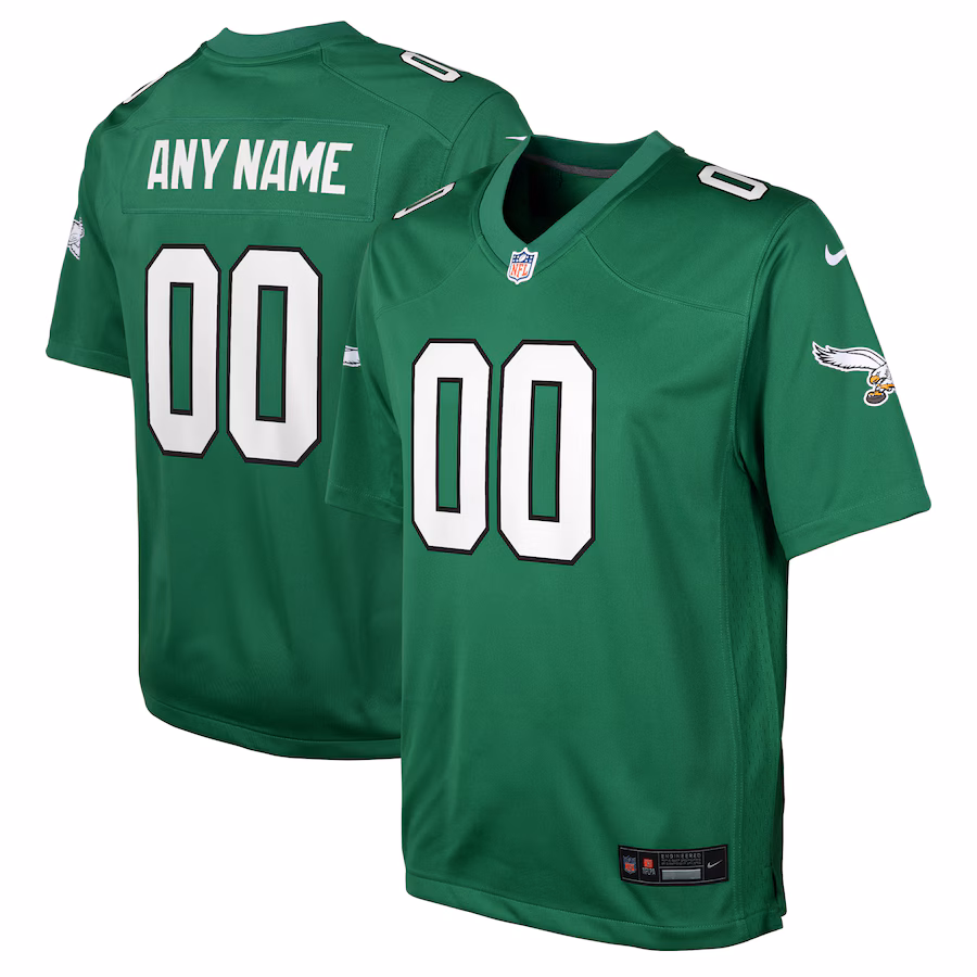 Youth Philadelphia Eagles Nike Kelly Green Alternate Custom Game Jersey - ujerseystore