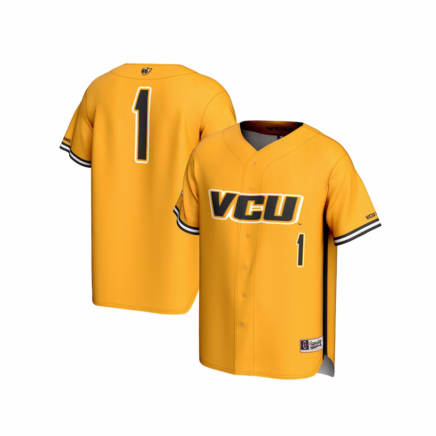 #1 VCU Rams GameDay Greats Unisex Lightweight Baseball Fashion Jersey - Gold - ujerseystore