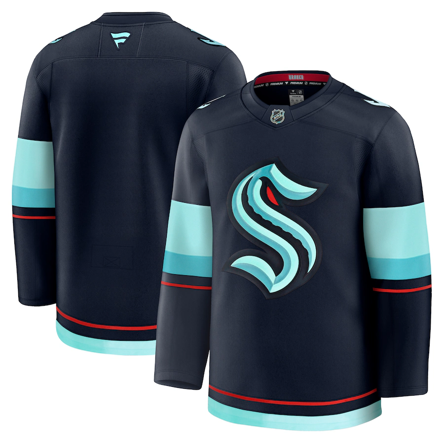 Men's Seattle Kraken Fanatics Deep Sea Blue Home Premium Jersey - ujerseystore