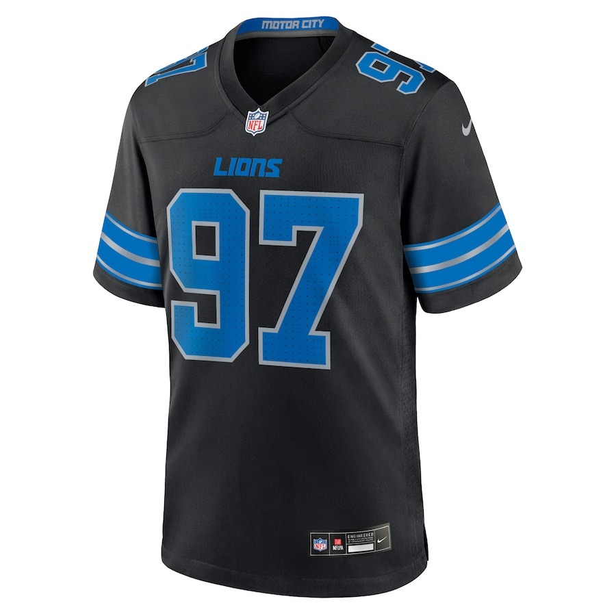 Men's Detroit Lions Aidan Hutchinson Nike Black 2nd Alternate Game Jersey - ujerseystore