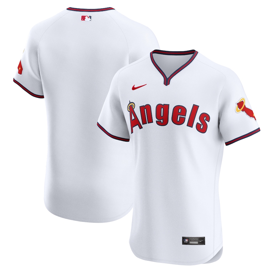 Men's Los Angeles Angels Nike White Alternate Vapor Premier Elite Patch Jersey - ujerseystore