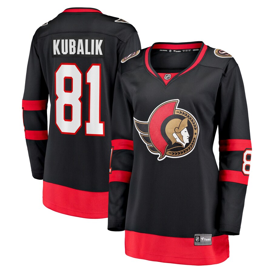 Women's Ottawa Senators Dominik Kubalik Fanatics Branded Black Home Breakaway Player Jersey - ujerseystore