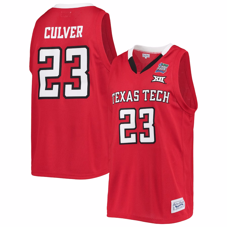 Jarrett Culver Texas Tech Red Raiders Original Retro Brand Alumni Commemorative Replica Basketball Jersey - Red - ujerseystore