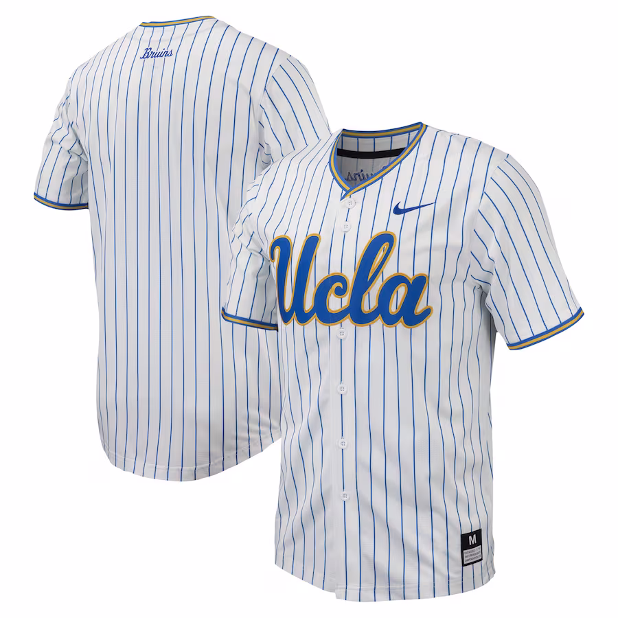 UCLA Bruins Nike Pinstripe Replica Baseball Jersey - White - ujerseystore