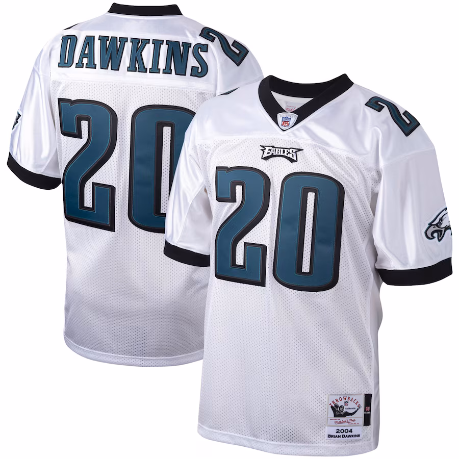 Men's Philadelphia Eagles 2004 Brian Dawkins Mitchell & Ness White Authentic Throwback Retired Player Jersey - ujerseystore