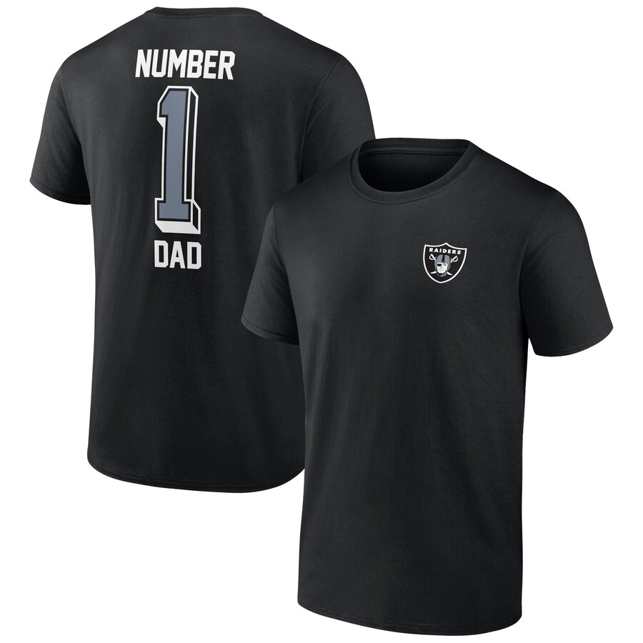 Men's Las Vegas Raiders Black Number One Dad T-Shirt - ujerseystore