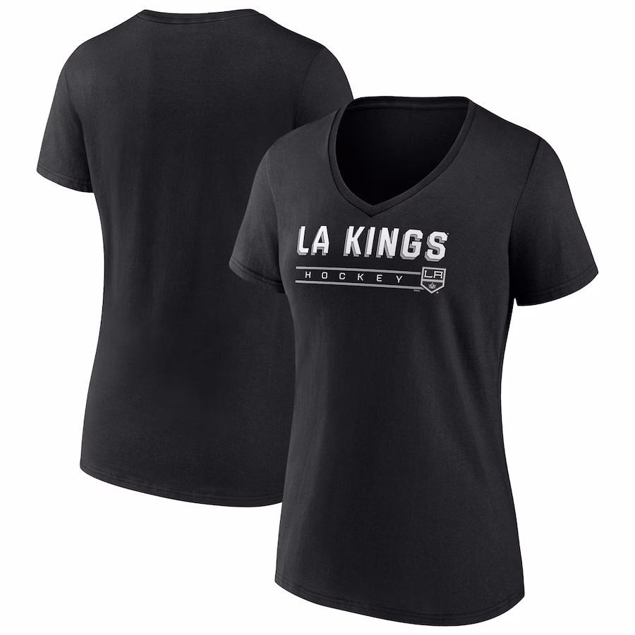 Women's Los Angeles Kings Fanatics Black V-Neck T-Shirt - ujerseystore