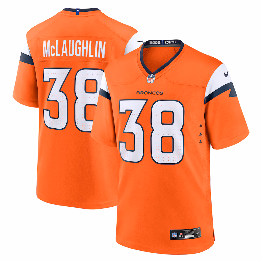 Men's Denver Broncos Jaleel McLaughlin Nike Orange Team Game Jersey - ujerseystore