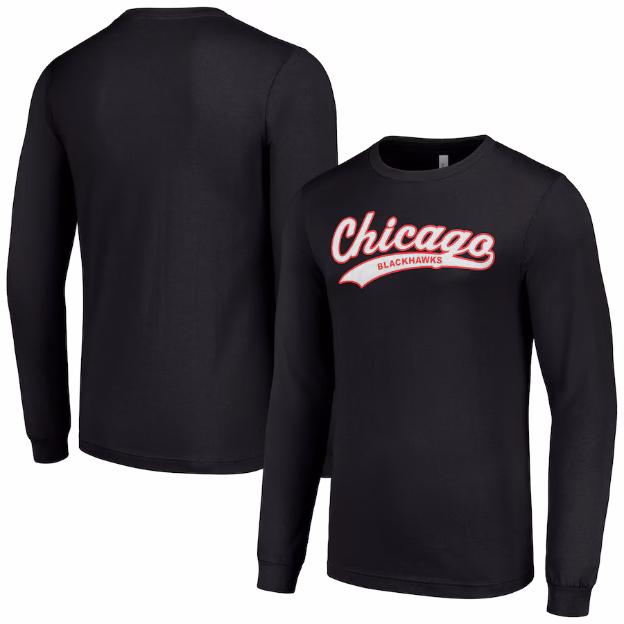 Men's Chicago Blackhawks Starter Black Tailsweep T-Shirt - ujerseystore