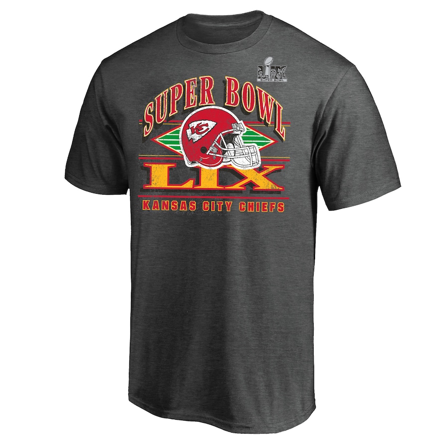 Men's Kansas City Chiefs  Fanatics Heather Gray Super Bowl LIX Big & Tall Our Pastime T-Shirt - ujerseystore