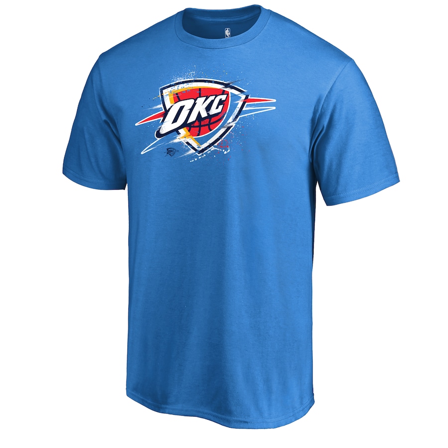 Men's Oklahoma City Thunder Blue Splatter Logo T-Shirt - ujerseystore