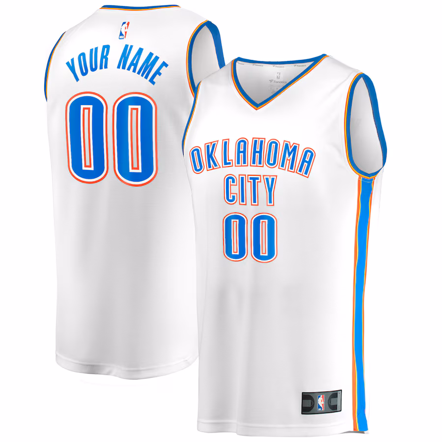 Men's Oklahoma City Thunder Fanatics White Fast Break Custom Replica Jersey - Association Edition - ujerseystore