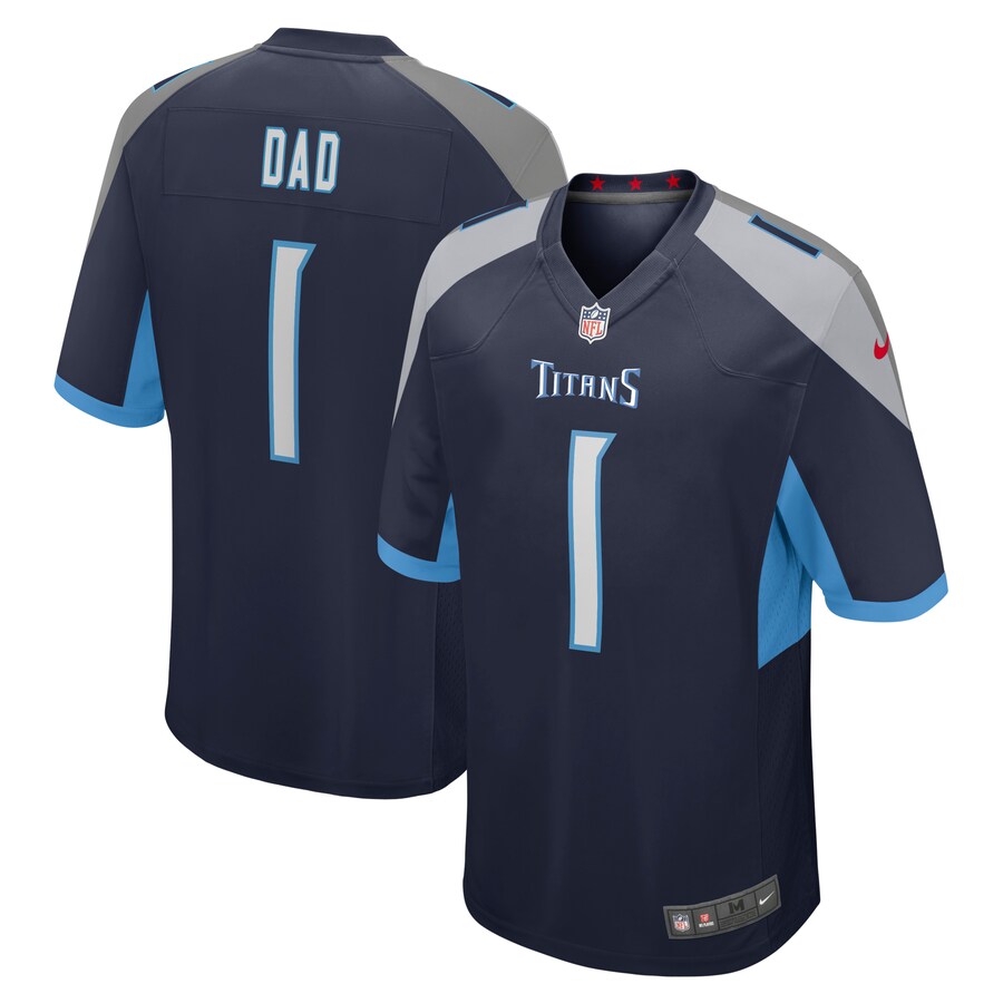 Men's Tennessee Titans Number 1 Dad Nike Navy Game Jersey - ujerseystore