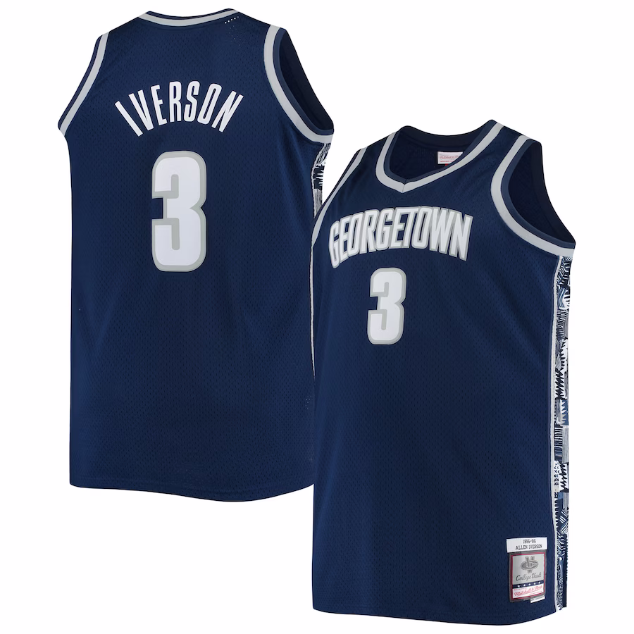 Allen Iverson Georgetown Hoyas Mitchell & Ness Big & Tall 1995/96 Replica Player Jersey - Navy - ujerseystore