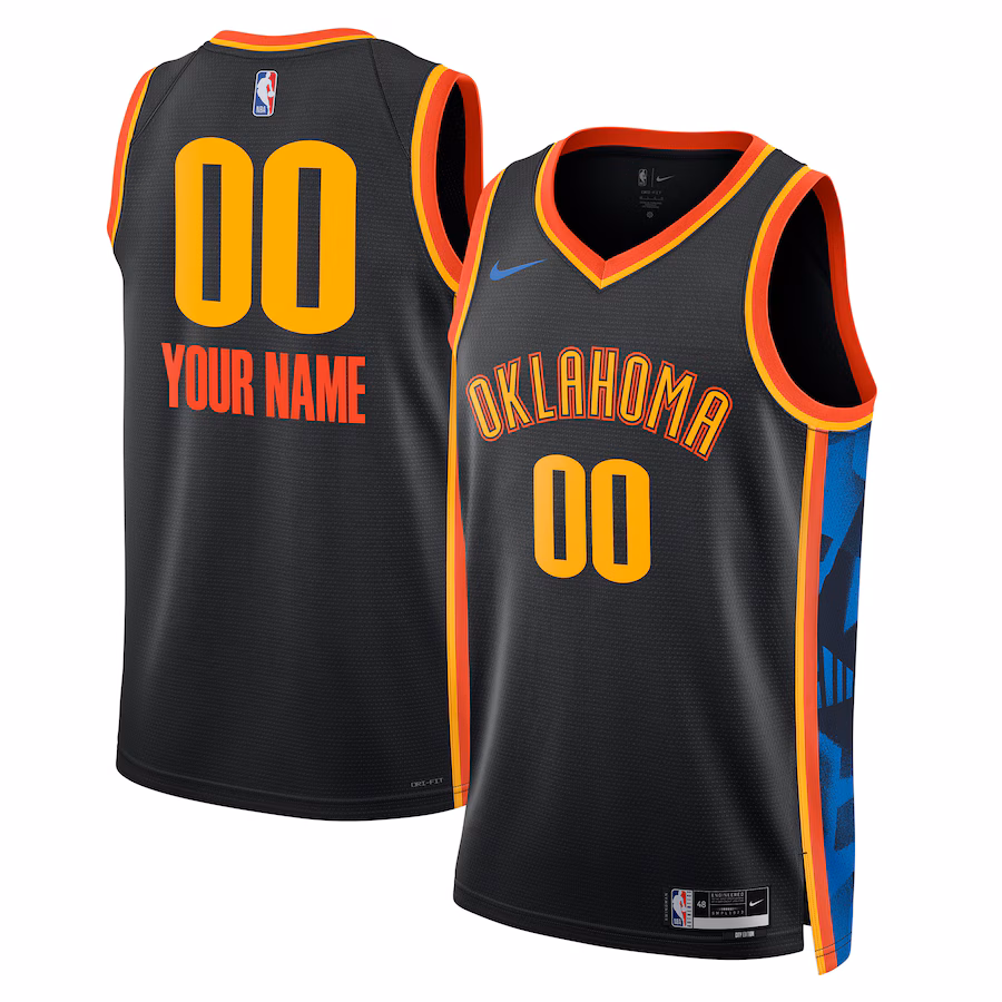Unisex Oklahoma City Thunder Nike Black 2024/25 Custom Swingman Jersey - City Edition - ujerseystore