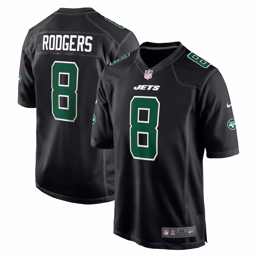 Men's New York Jets Aaron Rodgers Nike Black Fashion Game Jersey - ujerseystore
