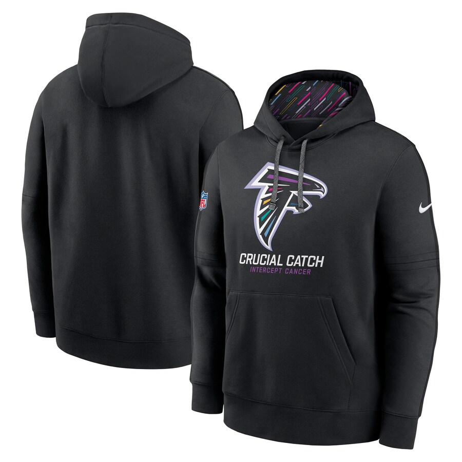 Men's Atlanta Falcons Nike Black 2024 NFL Crucial Catch Club Pullover Hoodie - ujerseystore